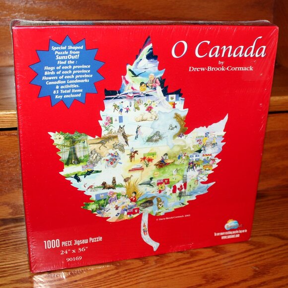 3/$118❤️SunsOut O CANADA Maple Leaf-Shaped 1000 pcs puzzle Drew-Brook-Cormack - Picture 1 of 5